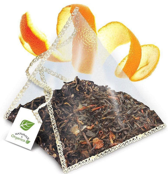 NNO Organic Bergamot Citrus Tea Earl Grey Tea Pyramid Sachets USDA Certified Organic Premium Black Leaf Tea With Bergamot Oil Fairtrade Certified Tea Fair Trade Tea Naturals n Organics Petit Tea
