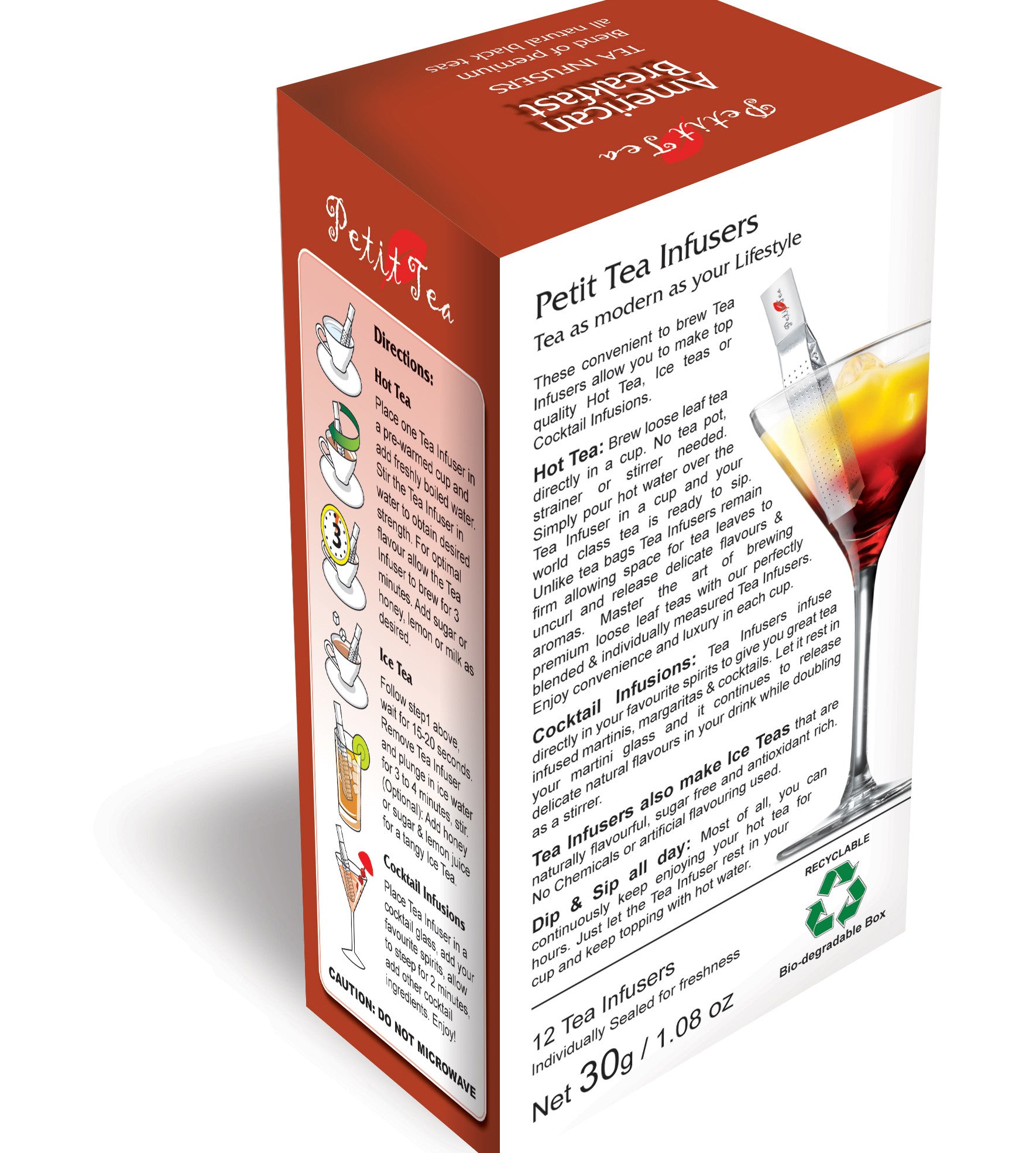American Breakfast Tea Blend Of Premium All Natural Black Teas  Petit Tea Infusers Tea Sticks Tea Infuser Tea Stick Loose Leaf Tea Natural Whole Leaf Tea In Tea Infusers Makes Hot Tea Iced Tea or Infuses Directly into Cocktail Spirits Darjeeling & Assam Black Tea