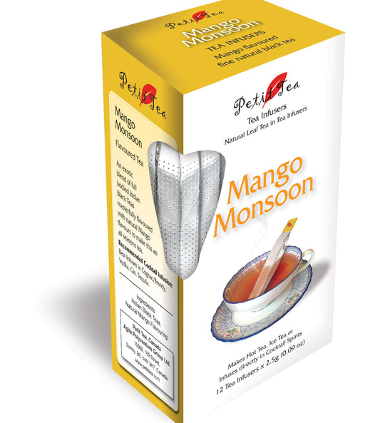 Mango Monsoon Tea Natural Mango Flavoured Fine Natural Black Tea  Petit Tea Infusers Tea Sticks Tea Infuser Tea Stick Loose Leaf Tea Natural Whole Leaf Tea In Tea Infusers Makes Hot Tea Iced Tea or Infuses Directly into Cocktail Spirits
