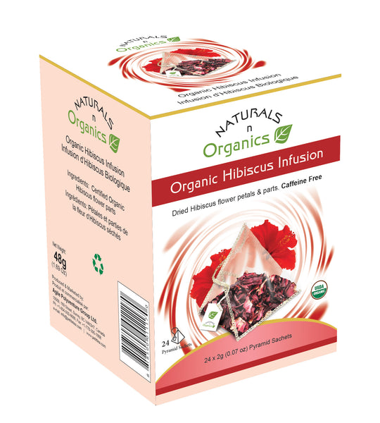 NNO Organic Hibiscus Infusion Pyramid Sachets Caffeine Free Dried Hibiscus Flower Petals & Parts USDA Certified Organic Naturals n Organics Petit Tea
