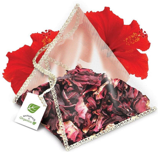 NNO Organic Hibiscus Infusion Pyramid Sachets Caffeine Free Dried Hibiscus Flower Petals & Parts USDA Certified Organic Naturals n Organics Petit Tea