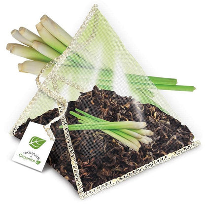 NNO Organic Lemon Grass Green Tea Pyramid Sachets USDA Certified Organic Green Ceylon Tea With Lemon Grass Fairtrade Certified Tea Fair Trade Tea Naturals n Organics Petit Tea
