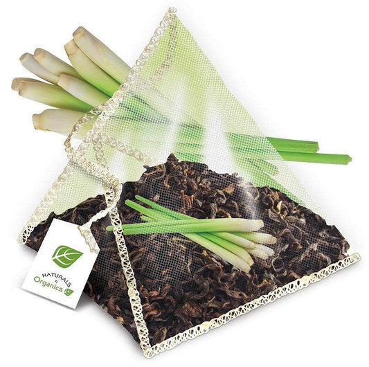 NNO Organic Lemon Grass Green Tea Pyramid Sachets USDA Certified Organic Green Ceylon Tea With Lemon Grass Fairtrade Certified Tea Fair Trade Tea Naturals n Organics Petit Tea