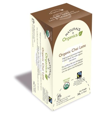 NNO Organic Chai Latte Natural Fiber Tea Bag USDA Certified Organic High Grown Premium Organic Ceylon Black Tea With Organic Chai Spices Fairtrade Certified Tea 95% Biodegradable Box And Bags Naturals n Organics Petit Tea
