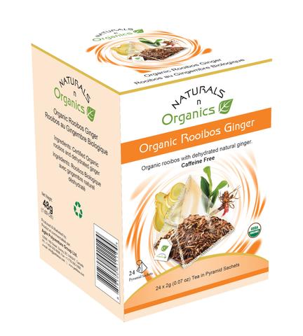 NNO Organic Rooibos Ginger Tea Pyramid Sachets Caffeine Free USDA Certified Organic Rooibos With Dehydrated Natural Ginger Naturals n Organics Petit Tea