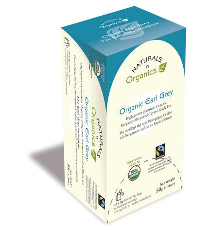 NNO Organic Earl Grey Natural Fiber Tea Bag USDA Certified Organic High Grown Premium Organic Bergamot Flavoured Ceylon Black Tea Fairtrade Certified Tea Fair Trade Tea 95% Biodegradable Box And Bags Naturals n Organics Petit Tea