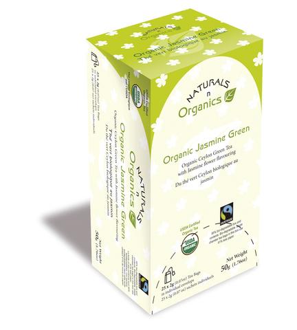 NNO Organic Jasmine Green Tea Natural Fiber Tea Bag USDA Certified Organic Ceylon Green Tea With Jasmine Flower Flavouring Fairtrade Certified Tea Fair Trade Tea 95% Biodegradable Box And Bags Naturals n Organics Petit Tea
