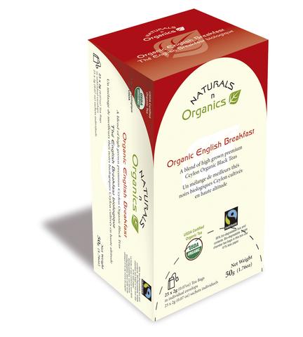 NNO Organic English Breakfast Natural Fiber Tea Bag USDA Certified Organic Blend Of High Grown Premium Ceylon Organic Black Teas Fairtrade Certified Tea Fair Trade Tea 95% Biodegradable Box And Bags Naturals n Organics Petit Tea